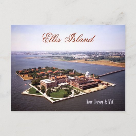 Uitzicht van Ellis Island, NJ & NY Briefkaart (Voorkant)