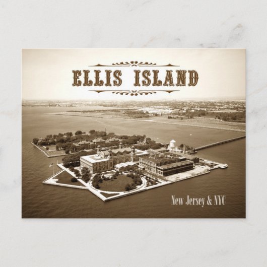 Uitzicht van Ellis Island, NJ & NY Briefkaart (Voorkant)