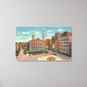 Uitzicht van Faneuil Hall, de wieg van de vrijheid Canvas Afdruk