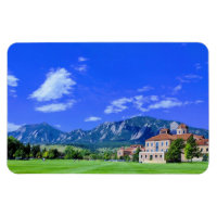 Uitzicht van Flatirons van CU Campus in Boulder, C
