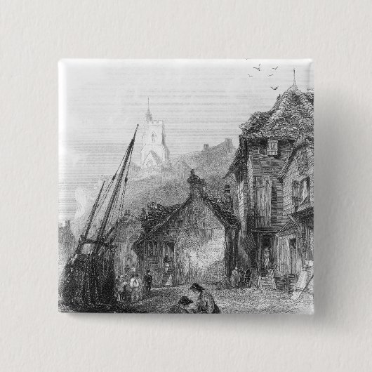 Uitzicht van Folkestone Vierkante Button 5,1 Cm (Voorkant)