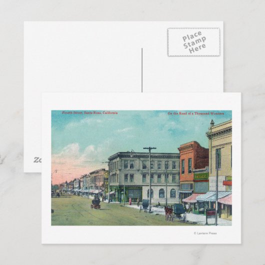 Uitzicht van Fourth StreetSanta Rosa, CA Briefkaart (Voorkant / Achterkant)