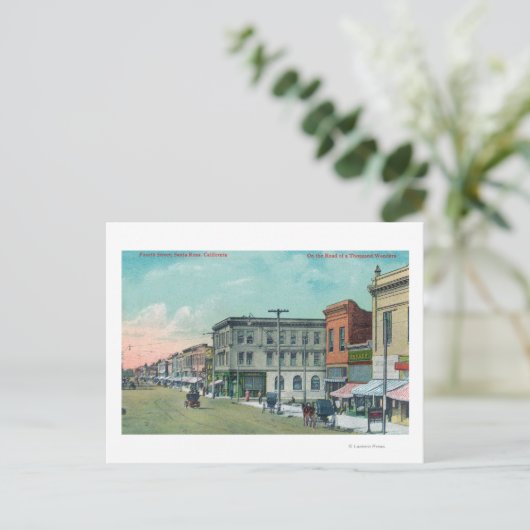 Uitzicht van Fourth StreetSanta Rosa, CA Briefkaart (Staand voorkant)