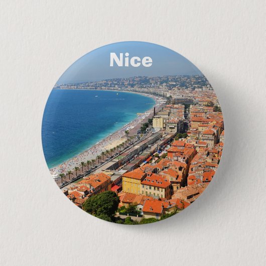Uitzicht van Frans Riviera in Nice, Frankrijk Ronde Button 5,7 Cm (Voorkant)