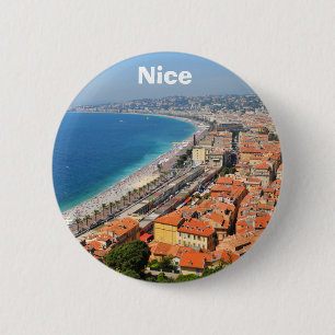 Uitzicht van Frans Riviera in Nice, Frankrijk Ronde Button 5,7 Cm