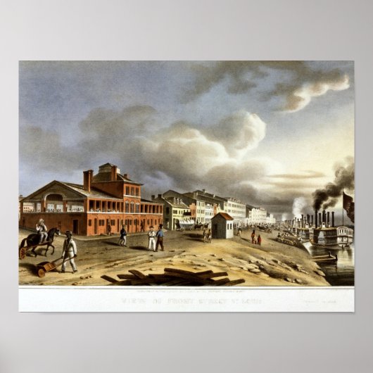 Uitzicht van Front Street, St. Louis.  Poster (Voorkant)
