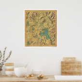 Uitzicht van geelsteen WY MT ID 1915 Poster (Keuken)