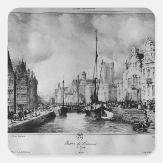Uitzicht van Gent Vierkante Sticker (Voorkant)
