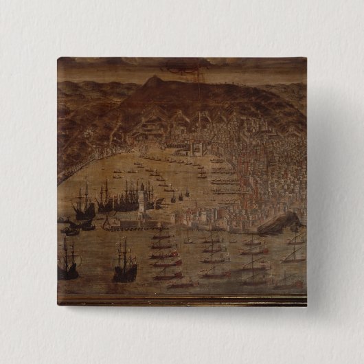 Uitzicht van Genua Vierkante Button 5,1 Cm (Voorkant)