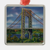 Uitzicht van George Washington Bridge Metalen Ornament (Voorkant)