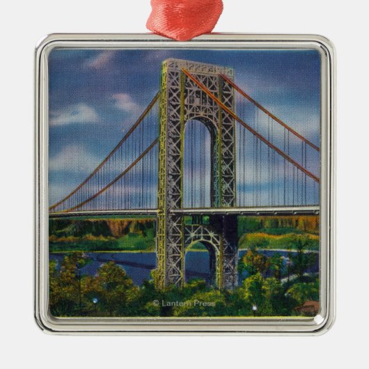 Uitzicht van George Washington Bridge Metalen Ornament (Voorkant)