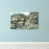 Uitzicht van Giant Rock Steps in Rockface Canvas Afdruk (Insitu (Houten vloer))