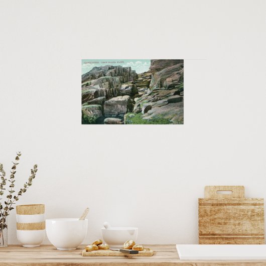 Uitzicht van Giant Rock Steps in Rockface Poster (Keuken)