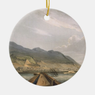 Uitzicht van Gibraltar, gegraveerd door Thomas Sut Keramisch Ornament