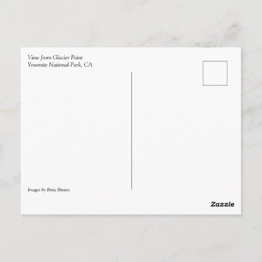 Uitzicht van Glacier Point, Yosemite, CA Briefkaart (Achterkant)