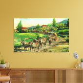 Uitzicht van goederentreinen met Bartlett-water Canvas Afdruk (Insitu (Woonkamer))