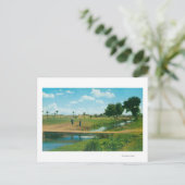 Uitzicht van Golfer Hitting Ball Briefkaart (Staand voorkant)