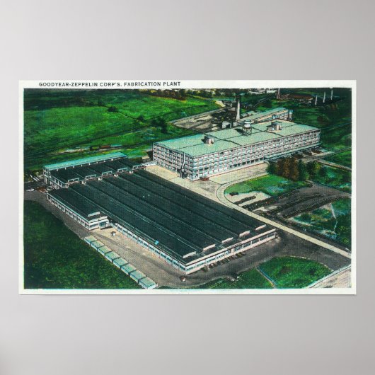 Uitzicht van Goodyear-Zeppelin Fabrication Poster (Voorkant)