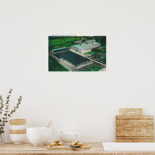 Uitzicht van Goodyear-Zeppelin Fabrication Poster (Keuken)