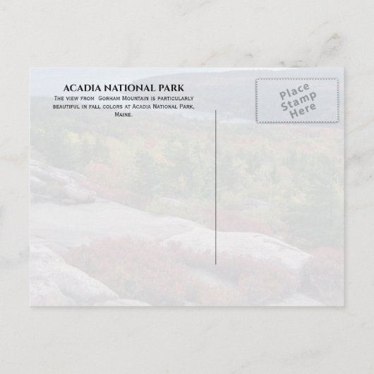 Uitzicht van Gorham Mountain Acadia National Park, Briefkaart (Achterkant)