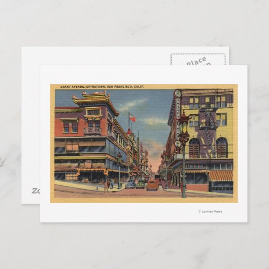 Uitzicht van Grant Avenue, Chinatown Briefkaart (Voorkant / Achterkant)