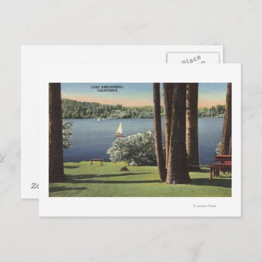 Uitzicht van Grassy Shore & Lake Briefkaart (Voorkant / Achterkant)