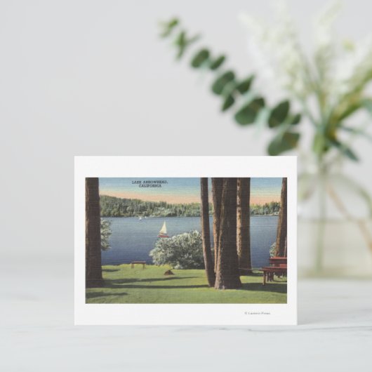 Uitzicht van Grassy Shore & Lake Briefkaart (Staand voorkant)