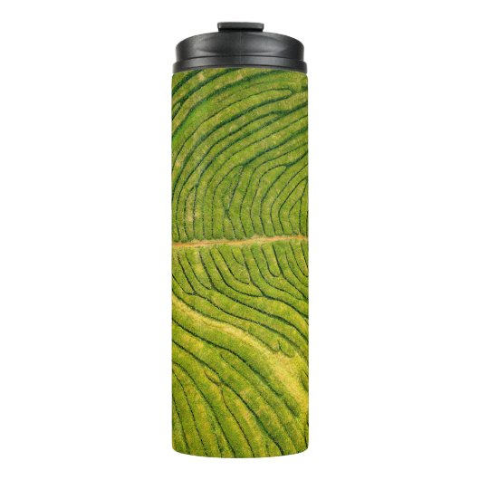 Uitzicht van groene open grond thermosbeker (Voorkant)