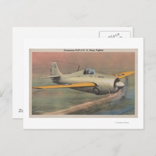 Uitzicht van Grumman F4F-3-U.S. Navy Fighter Briefkaart (Voorkant / Achterkant)