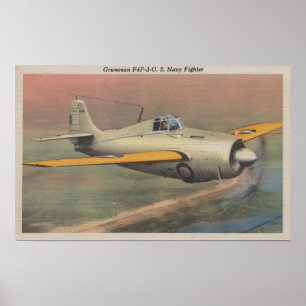 Uitzicht van Grumman F4F-3-U.S. Navy Fighter Poster