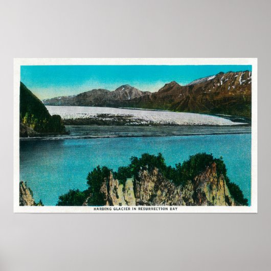 Uitzicht van Harding Glacier in Herurrection Bay Poster (Voorkant)