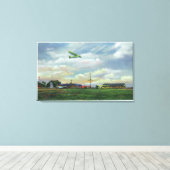 Uitzicht van Harris Hill Glider Field, Glider in Canvas Afdruk (Insitu (Houten vloer))