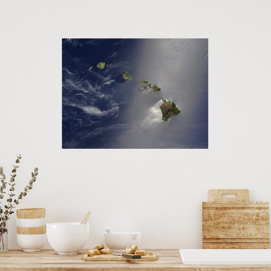 Uitzicht van Hawaï uit de ruimte Poster (Keuken)