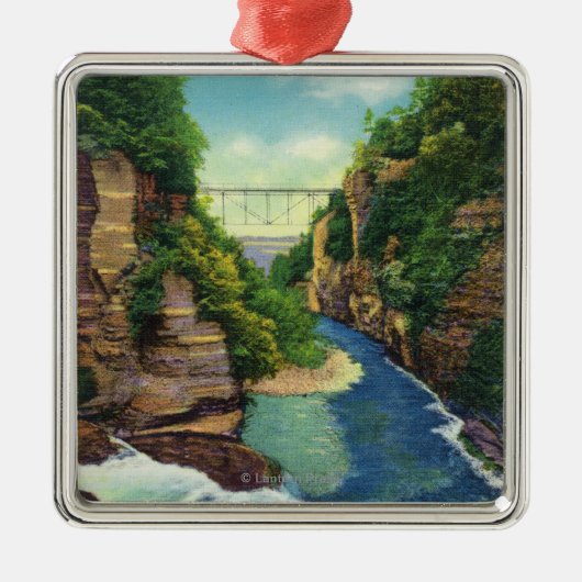 Uitzicht van Herfst Creek Gorge Metalen Ornament (Voorkant)