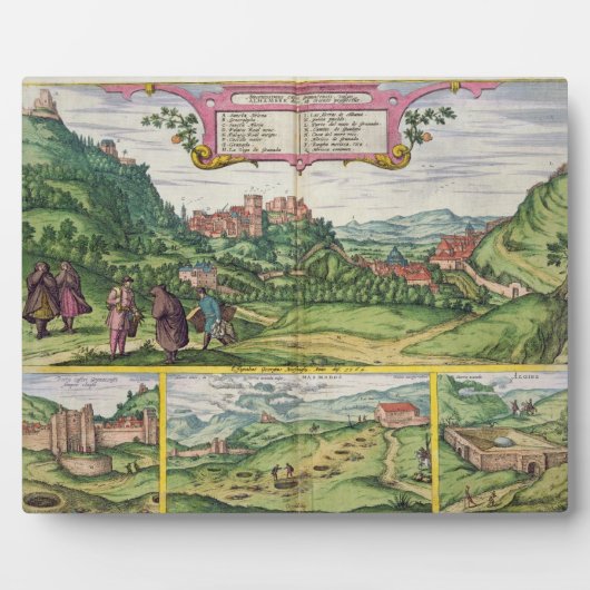 Uitzicht van het Alhambra uit 'Civitates Orbis Ter Fotoplaat (Voorkant)