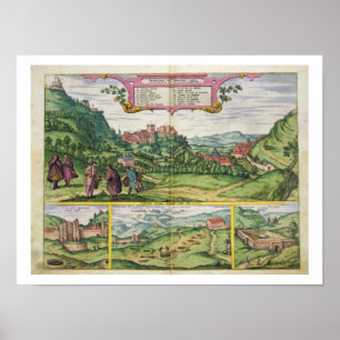 Uitzicht van het Alhambra uit 'Civitates Orbis Ter Poster