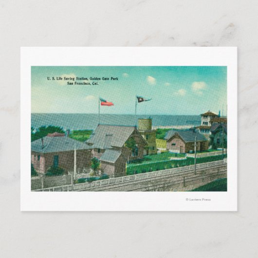 Uitzicht van het Amerikaanse reddingsstation Golde Briefkaart (Voorkant)