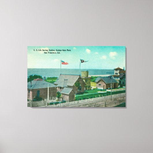 Uitzicht van het Amerikaanse reddingsstation Golde Canvas Afdruk (Voorkant)