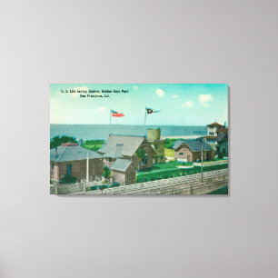 Uitzicht van het Amerikaanse reddingsstation Golde Canvas Afdruk