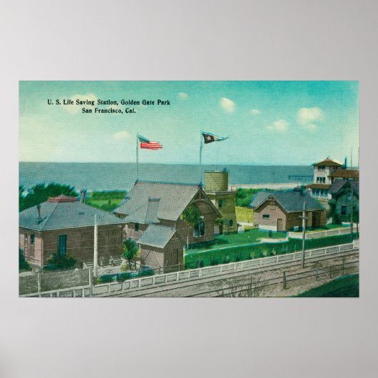 Uitzicht van het Amerikaanse reddingsstation Golde Poster (Voorkant)