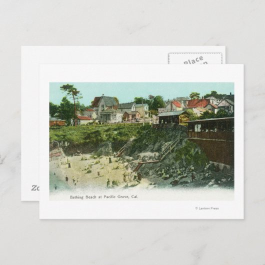 Uitzicht van het badstrand briefkaart (Voorkant / Achterkant)