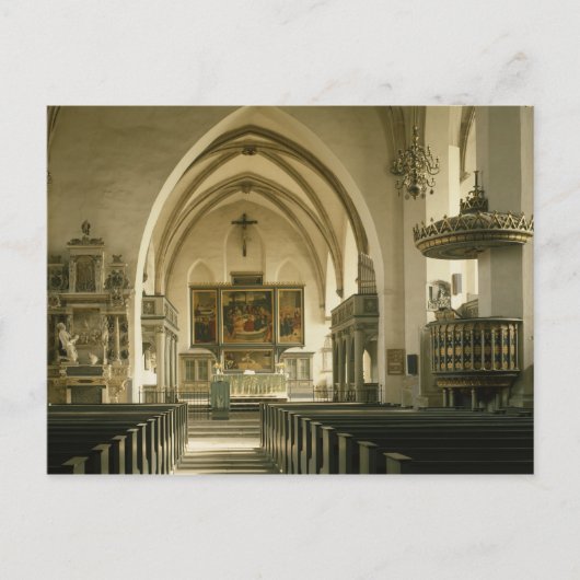 Uitzicht van het binnenland van de kerk met briefkaart (Voorkant)