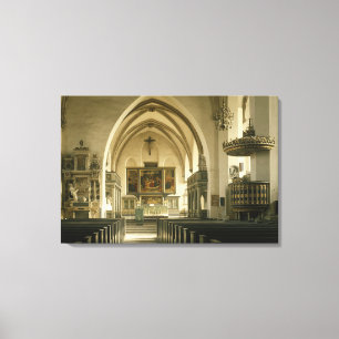 Uitzicht van het binnenland van de kerk met canvas afdruk