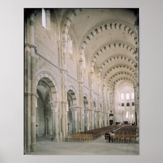 Uitzicht van het binnenland van de nave , 12e eeuw poster (Voorkant)