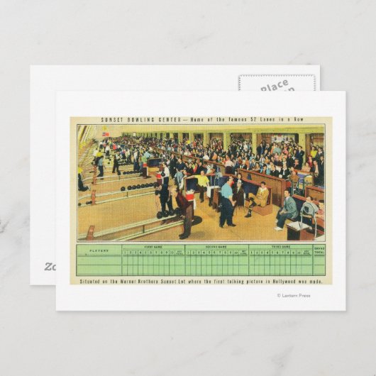 Uitzicht van het binnenland van het Sunset Bowling Briefkaart (Voorkant / Achterkant)