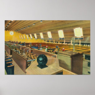 Uitzicht van het binnenland van het Sunset Bowling Poster