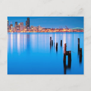 Uitzicht van het blauwe uur in het centrum van Sea Briefkaart