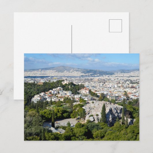 Uitzicht van het Briefkaart van Athene Acropolis (Voorkant / Achterkant)