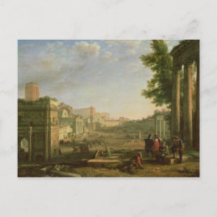 Uitzicht van het Campo Vaccino, Rome, 1636 Briefkaart