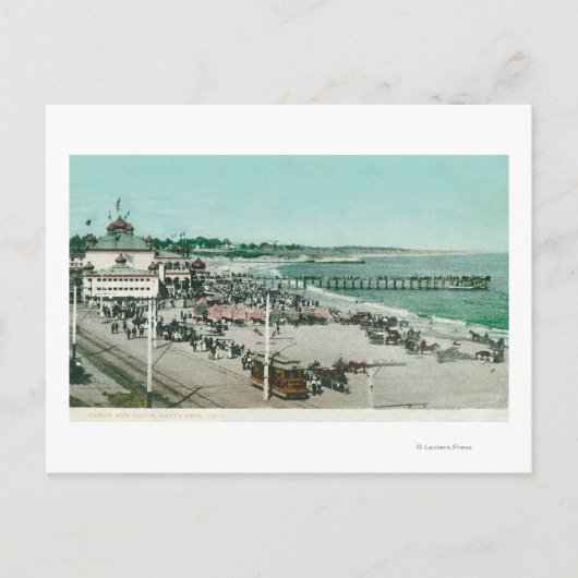 Uitzicht van het casino, het strand en de pier briefkaart (Voorkant)